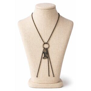 Vintage Harley Davidson #1 Logo Pendant Necklace Gunmetal Chain Biker Jewelry